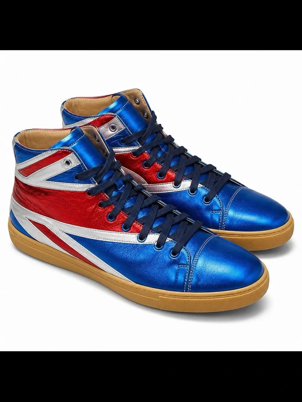 Gucci Blue, Red & White High-Top Sneakers